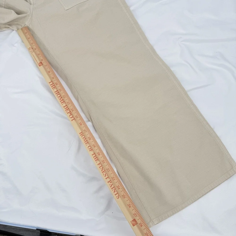 J. Crew Sz 32 Camp Pocket Wide Leg‎ Pants in "Natural"Stretch Cotton Preppy - Picture 9 of 10